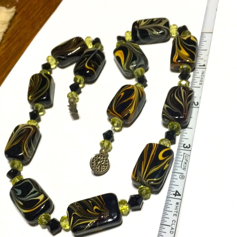 Handmade OOAK vintage Glass black bead 18 necklace - Picture 13 of 16